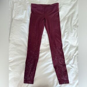 Lululemon Wunder Under Burgundy Leggings Size 10
